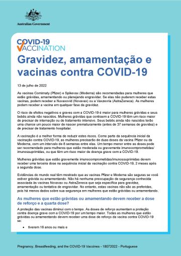 Gravidez, amamentação e vacinas contra COVID-19