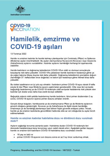 Hamilelik, emzirme ve COVID-19 aşıları