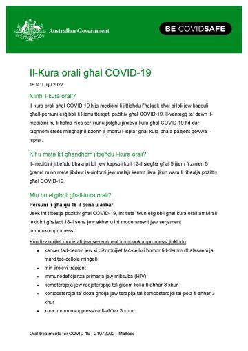 Il-Kura orali għal COVID-19