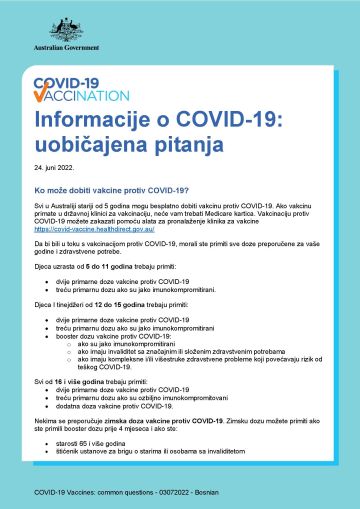 Vakcine protiv COVID-19: uobičajena pitanja