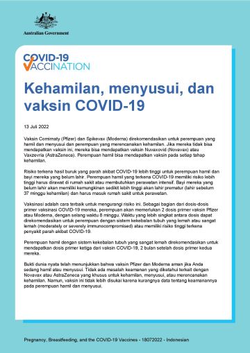 Kehamilan, menyusui, dan vaksin COVID-19