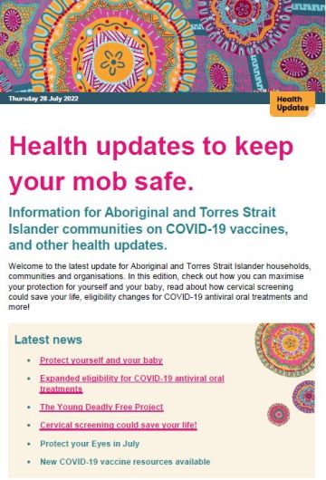 Key updates for Aboriginal and Torres Strait Islander communities – 28 July 2022