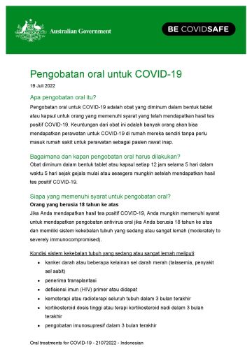 Pengobatan oral untuk COVID-19