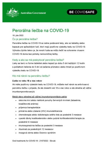 Perorálna liečba proti COVID-19