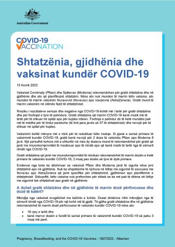 Shtatzënia, gjidhënia dhe vaksinat kundër COVID-19