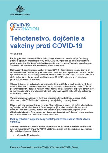 Tehotenstvo, dojčenie a vakcíny proti COVID-19