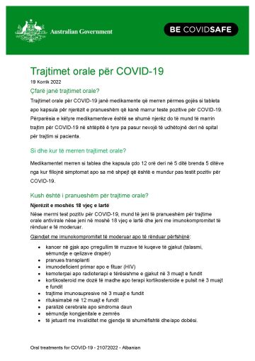 Trajtimet orale për COVID-19