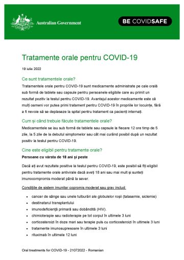 Tratamente orale pentru COVID-19