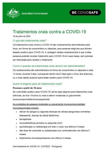 Tratamentos orais contra a COVID-19