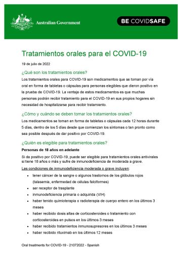 Tratamientos orales para el COVID-19