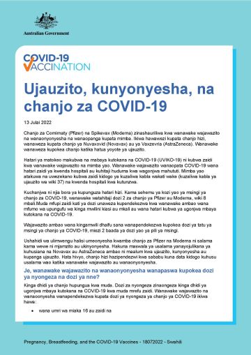 Ujauzito, kunyonyesha, na chanjo za COVID-19