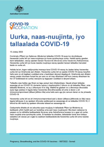 Uurka, naas-nuujinta, iyo tallaalada COVID-19