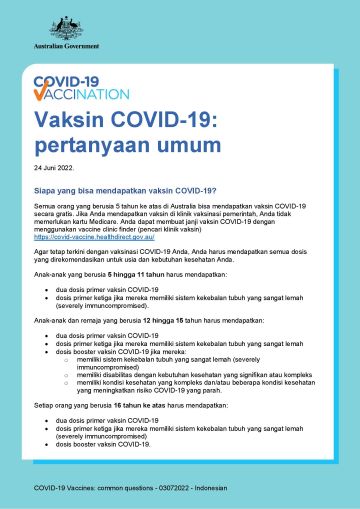 Vaksin COVID-19: pertanyaan umum