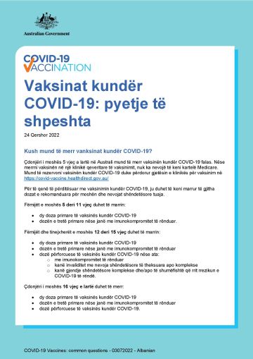 Vaksinat kundër COVID-19: pyetje të shpeshta