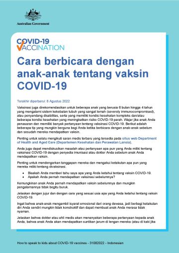 Cara berbicara dengan anak-anak tentang vaksin COVID-19 | Australian