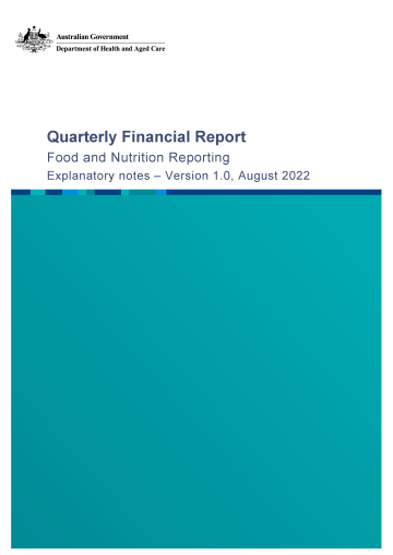 Quarterly financial report – Food and nutrition reporting (August 2022)