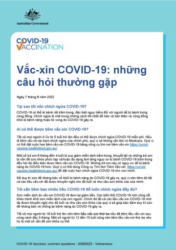 Vắc xin COVID 19: những câu hỏi thường gặp