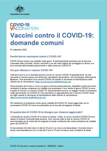 Vaccini contro il COVID-19: domande comuni