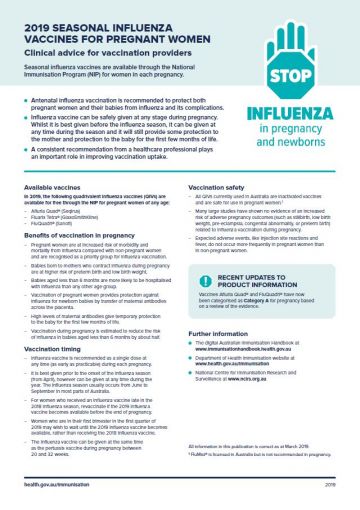Influenza and pertussis vaccines for pregnant women – clinical advice for vaccination providers