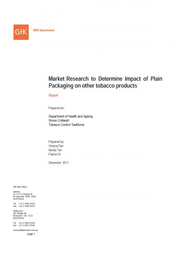 Cover image for the Market research to determine the impact of plain packaging on other tobacco products report