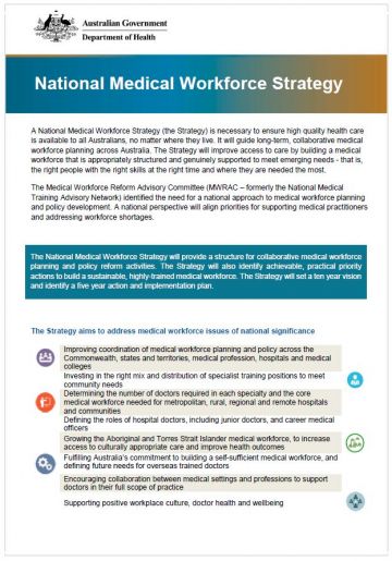 Cover image for National medical workforce strategy