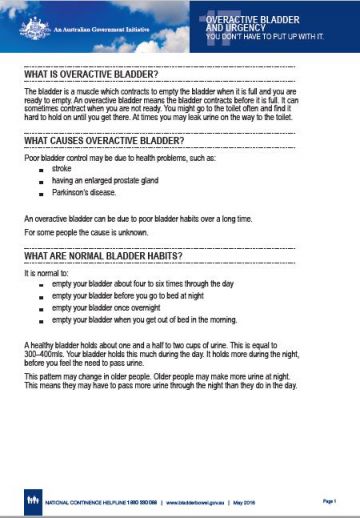 Overactive bladder and urgency | Australian Government ...