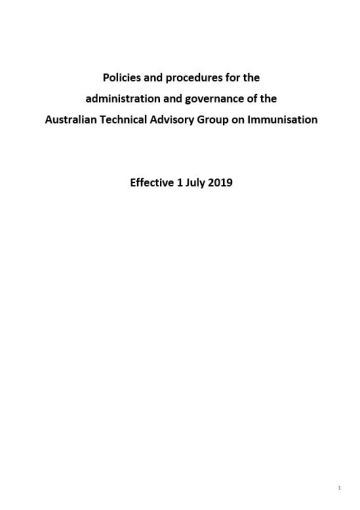 Policies and procedures for the administration and governance of ATAGI