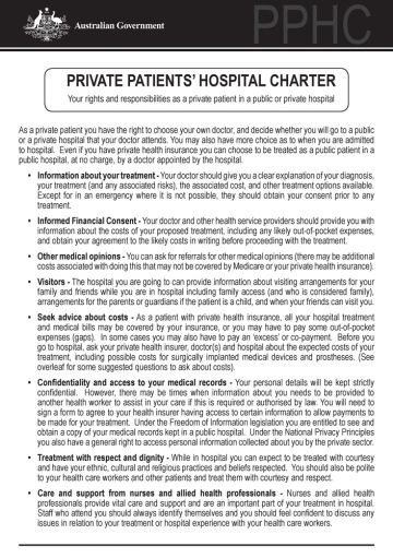 Cover image for Private patients’ hospital charter