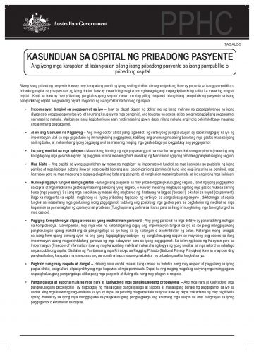 Private Patients Hospital Charter Tagalog Australian Government Department Of Health