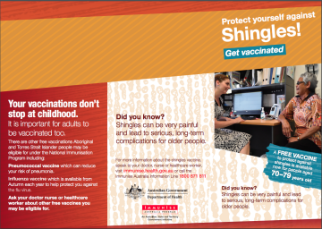 Protect yourself against Shingles brochure for Aboriginal and Torres Strait Islander People