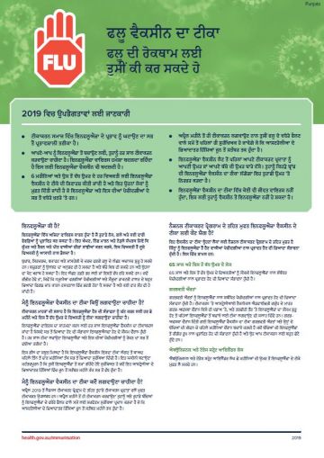 The flu vaccine – Information for consumers in 2019 fact sheet (Punjabi)