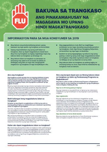 The flu vaccine – Information for consumers in 2019 fact sheet (Tagalog)