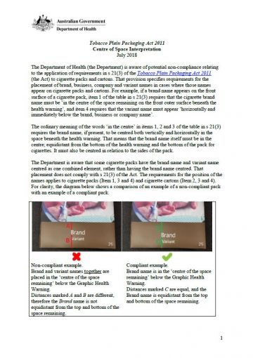 Cover image for Tobacco plain packaging – placement of brand names