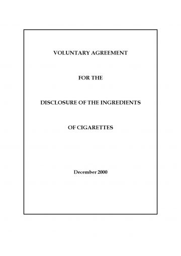Cover image for the voluntary agreement to disclose cigarette ingredients
