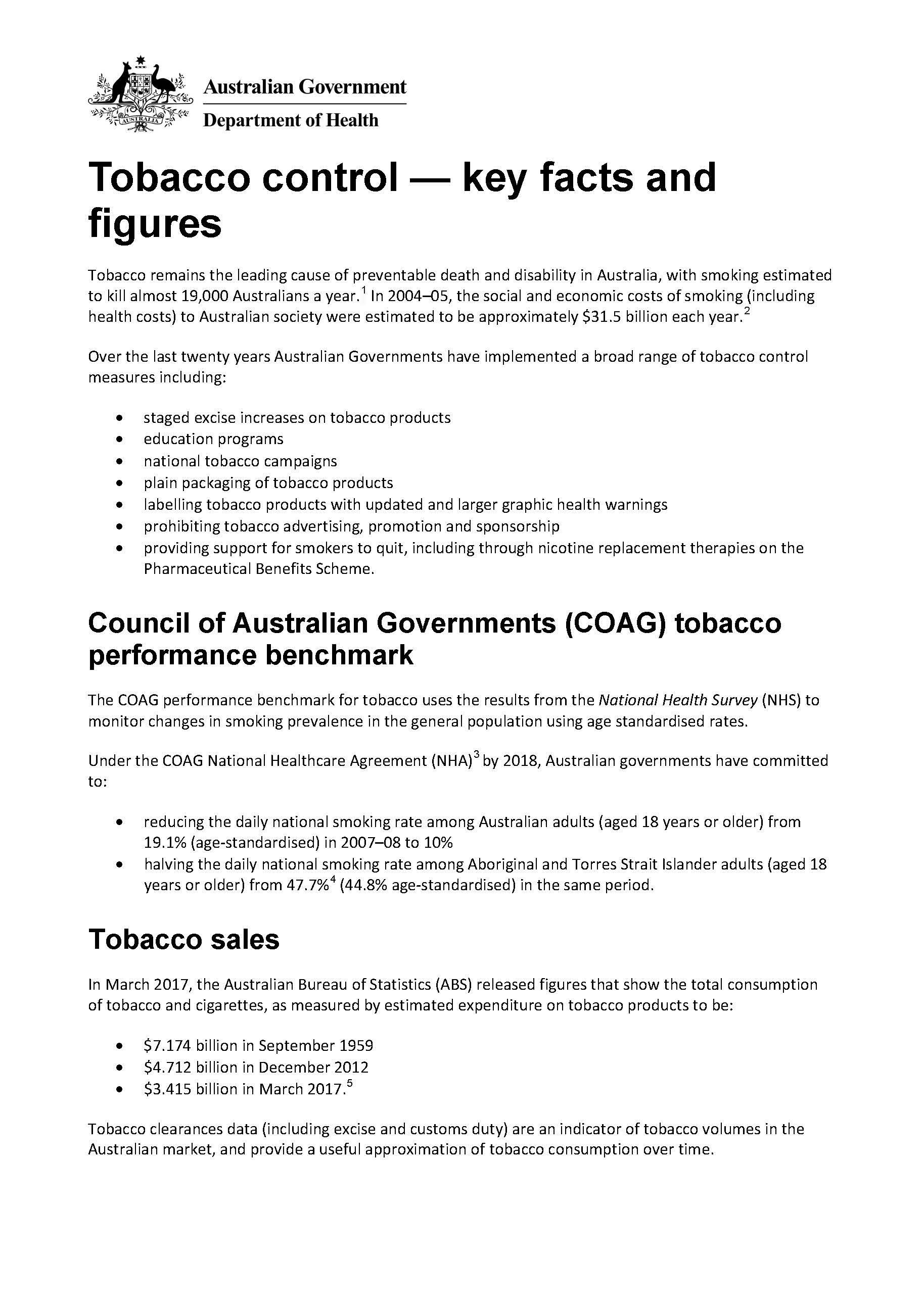 Cover image for Tobacco control – key facts and figures report