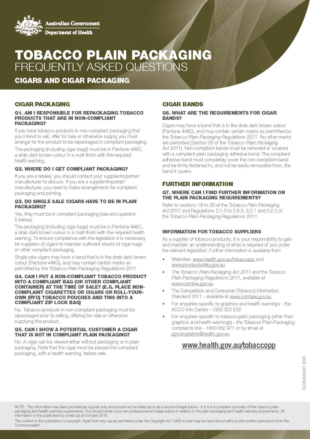 Cover image for Tobacco plain packaging – cigars and cigar packaging fact sheet